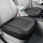 2 Pack Black Ventilated Bottom Car Seat Cover, 3D Air Mesh Breathable Front Leather Car Seat Protectors, Universal Fit Automotive Comfortable Seat Cushion with Storage Pocket for Car Truck SUV