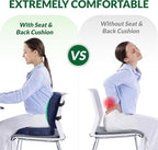 Charcoal Memory Foam Seat Cushion & Adjustable Lumbar Pillow Set - Back Support for Pain Relief (Sciatica,Tailbone),Washable & Non-Slip,Multipurpose for Office,Car,Wheelchair - Navy Blue