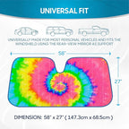 BDK Colorful Rainbow Tie Dye Windshield Sunshade for Cars - Multi-Colored Double Bubble Accordion Folding Sun Shade for Car Truck SUV – Car Sun Visor Protector to Keep Your Vehicle Cool - 58 x 27