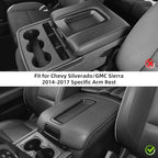 JeCar Center Console Pad PU Leather Armrest Cushion Cover Interior Accessories Compatible with Chevy Silverado/GMC Sierra/Suburban/Tahoe/GMC YUKON 2014-2018, Black