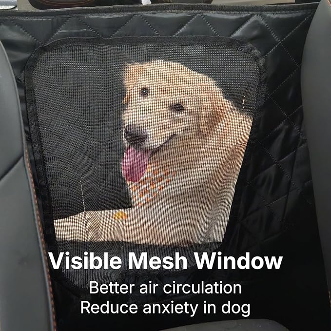 Dog Car Seat Cover for Back Seat with Door Protection, Waterproof Dog Seat Hammock, Soft-Padded Pet Car Seat Cover for SUVs & Sedans (Black)