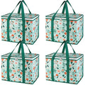 Bodaon 4-Pack Cooler Insulated Food Delivery Bag, X-Large Bags for Grocery/Catering/Shopping, Rideshare Delivery Bag, Thermal Hot Pizza, Large Cold and Frozen, XL Tote, Flower