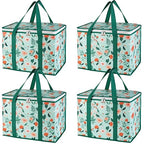 Bodaon 4-Pack Cooler Insulated Food Delivery Bag, X-Large Bags for Grocery/Catering/Shopping, Rideshare Delivery Bag, Thermal Hot Pizza, Large Cold and Frozen, XL Tote, Flower