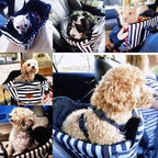 Cullaby Dog Car Seat for Small Dogs Under 15 lbs – Center Console Pet Carrier with Safety Belt, Storage Pockets, Removable Washable Cover – B&W Stripes, Secure & Comfortable for Small Puppies/Cats