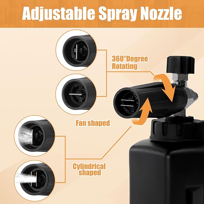 PWACCS Pressure Washer Gun with Foam Cannon, Short Pressure Washer Gun with Swivel, Foam Cannon for Car Wash Gun Kit with 1/4" Quick Connector, 5 Power Washer Nozzle Tips, 1.5 Liter, 5000 PSI