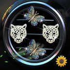 4 Pcs Blue Butterfly and Silver Leopard Head Air Vent Clip Accessories Air Conditioning Outlet Clip Car Air Freshener Dashboard Accessories Charm Car Inter Decor Cute Interior Accessories for Women
