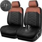 CAR PASS Nappa Leather Waterproof Car Seat Covers Two Front, 3D Foam Automotive Seat Covers with Memory Foam, Universal Fit for Cars SUV Truck Sedan, Airbag Compatible, Black Brown
