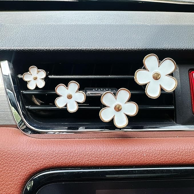 8pcs Cute Five-Petal Flower Car Air Vent Fragrance Clip Daisy Car Air Freshener Air Conditioning Outlet Clip Car Inter Decor (white pink, Ocean)