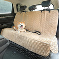 Dog Car Seat Cover for Front or Back Seat, Soft Flannel Pet Car Seat Protector with Waterproof Layer, Non-Slip Washable Dog Car Bed Mat for Travel (LightCoffee Back)