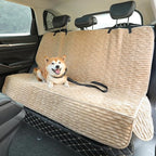 Dog Car Seat Cover for Front or Back Seat, Soft Flannel Pet Car Seat Protector with Waterproof Layer, Non-Slip Washable Dog Car Bed Mat for Travel (LightCoffee Back)