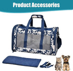Soft-Sided Kennel Pet Carrier for Small Dogs, Cats, Puppy, Airline Approved Cat Carriers Dog Carrier Collapsible, Travel Handbag & Car Seat (Blue White Floral, 19" L x 11" W x 11" H)