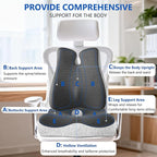 Lumbar Support Pillow for Office Chair,Seat Cushion with Back Support,Office Chair Cushion for Tailbone Pain,Sciatica and Hemorrhoid Relief (Grey)