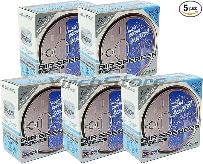 Air Spencer Cartridge Clear Squash Scent 5-Pack Car Air Freshener, Heavy Duty, Last Long, JDM AS A24 Eikosha Japan