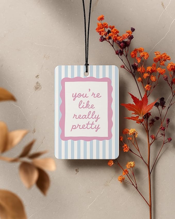 Girly Car Air Freshener 4 Pcs Coconut Scented, Inspirational Daily Affirmations Car Accessories Mirror Decor for Women, Long Live Girlhood Hanging Air Freshener for Cars Closet Drawer Books