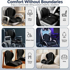 Seat Cushion for Office Chair and Car, L-Shaped Ergonomic Seat Cushions,Memory Foam Orthopedic Cushion with Coccyx Hollow,Lumbar Support & Tailbone Pain Relief for Car, Truck, Home,Gaming Chair,Black