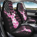 KEIAHUAN Camo Deer Hunting Car Seat Covers 4pcs Full Set Pink Front and Rear Bench Protector Fit Most Vehicle, Cars, Sedan, Truck, SUV and Van Auto Interior Accessories