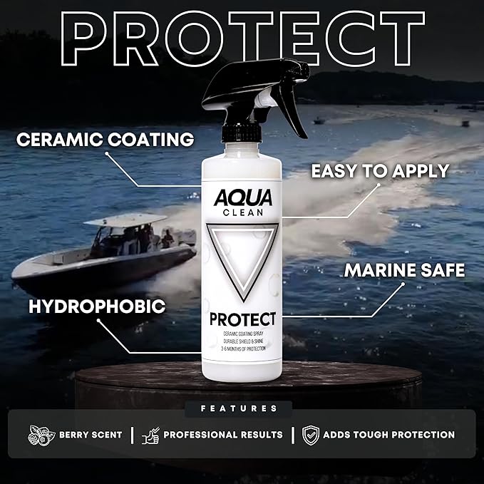 PROTECT Ceramic Coating Spray | 12 Month SiO2 Protection | Car Truck Boat RV Motorcycle | Clean Shine Protect Paint Glass Trim | Hydrophobic UV Shield | Easy Spray & Wipe | USA Made | 16oz