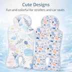 Pinkunn 2 Pcs Gel Car Seat Cooling Pad for Baby Summer Breathable Ice Cushion Multifunctional Ice Stroller Cooler Mat for Stroller Baby Dining Chair Child Safety Seat(Vibrant Color,Dinosaur, Sea)