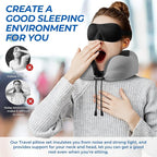 Travel Pillow, Travel Pillows for Sleeping Airplane, Neck Pillow Airplane, Memory Foam Neck Pillow Set with Eye Mask, Earplugs and Storage Bag -Light Grey