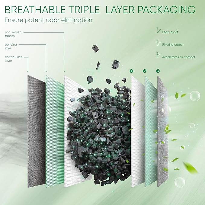 ZJchao 4Pcs Activated Charcoal Bags, Bamboo Charcoal Air Purifying Bags for Home with Odor Absorber and Shoe Deodorizer