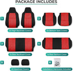 FH Group Automotive Full Car Seat Covers for SUV, Trucks, Sedan and More - Universal Fit Front High Back & Rear Solid Bench Design Interior Accessories - 3D Air Mesh Fabric Center Panel - Red
