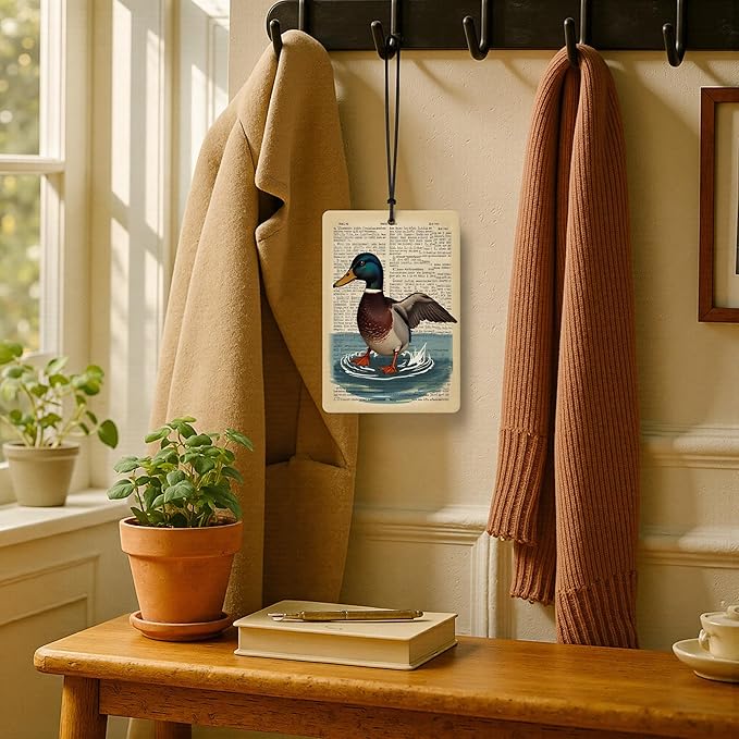 Vintage Mallard Duck Car Air Freshener 4 Pcs, Rustic Farmhouse Farm Animal Air Freshener Hanging for Cars Books Closet Drawer, Mallard Duck Lover Gifts Car Accessories for Women Men