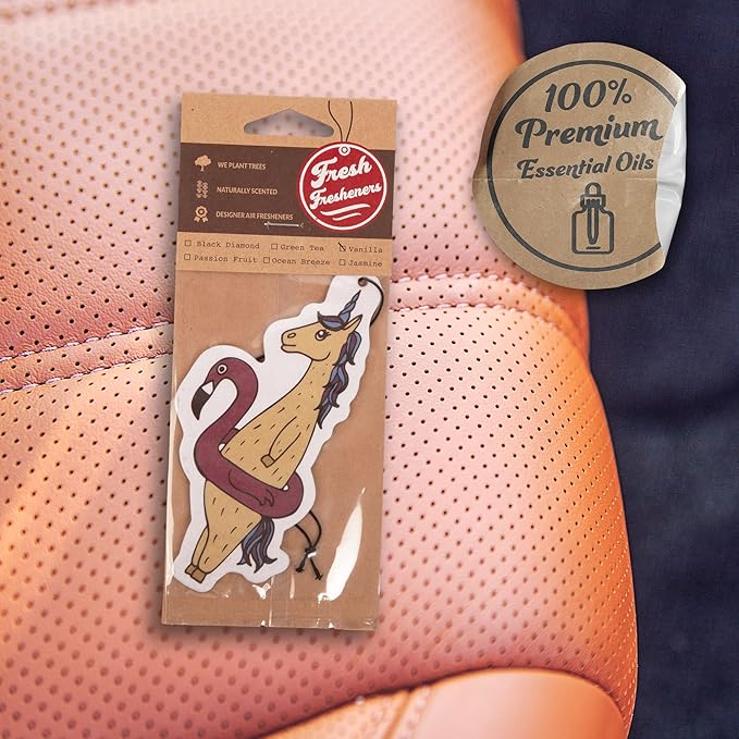 Cute Funny Unicorn Flamingo Car Air Freshener 4 Pack Scented With Premium Oils By Fresh Fresheners