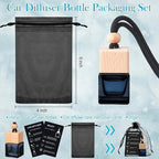 Boao 15 Sets Hanging Car Air Freshener Diffuser Bottles Empty Bulk with Car Diffuser Instruction Cards Organza Bags Glass Refillable Essential Oil Fragrance Aromatherapy Pendant (Square)