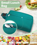 Small Insulated Snack Bag Lunch Bag for Kids Lunch Box for Women/Men, Collapsible [3L/5-Can] Reusable Lunch Bag Cooler Bag for Bottle with Handle Buckle for Work/School/Travel,Peacock Green