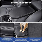 Center Console Cover for Toyota RAV4 2019-2025, Upgraded PU Leather Armrest Cover for RAV4 Adventure/Hybrid/XLE/LE/Limited/TRD Off-Road/Premium/XLE Premium (Gray Stitching)