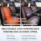 Coverado Universal Seat Covers Front, Universal Seat Covers for Cars, 2-Pack Waterproof Nappa Leather Car Seat Covers with Head Pillow, Auto Protectors Fit for Most Sedans SUV Pick-up Truck-Brown