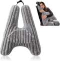 HIGOGOGO Washable Travel Pillow, Car Pillow for Kids & Adults, Upgraded Travel Pillows with Removable Soft Cover and High-Support Foam, Fix Neck and Body Sitting/Sleeping on The Trip, Dark Grey