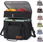 Maelstrom Lunch Box, 23L Insulated Lunch Bag, Expandable Double Deck Cooler Bag, Lightweight Leakproof Tote Bag With Side Tissue Pocket, Suit For Men and Women (A. Black)