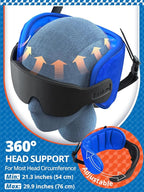 Travel Pillow for Airplanes, Airplane Pillow for Long Flight, Neck Pillow with Eye Mask for Sleeping, Portable Travel Pillow for Car Road Trip Headrest, Stop Bobblehead, Grey