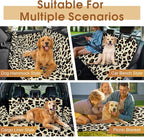 Waterproof Dog Car Seat Cover for Back Seat - Durable, Scratch Proof Pet Hammock with Nonslip Design & Storage Pockets, Fits Cars, SUVs, Trucks- S, Leopard/Black