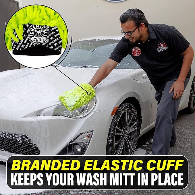 Chemical Guys CWS_101_16W Car Wash Starter Bundle - Maxi-Suds II Foaming Car Wash Soap, 16 oz, Cherry Scent + Green Chenille Wash Mitt (2 Items) Works on Cars, Trucks, SUVs, RVs & More