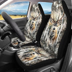 KEIAHUAN Car Seat Cover Full Set of 4 for Men Front Saddle Blanket Rear Split Bench Protection Cover Car Interior Accessories Decoration Fit Most Trucks, SUV or Vans American Flag Camo Deer Hunting