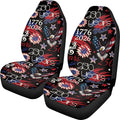 ELEQIN 250 Patriotic American Flag Car Front Seat Covers, 2 Pack Polyester Automotive Seat ProtectorsSoft & Breathable, Automotive Interior Accessories for Most Cars