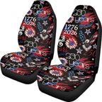 ELEQIN 250 Patriotic American Flag Car Front Seat Covers, 2 Pack Polyester Automotive Seat ProtectorsSoft & Breathable, Automotive Interior Accessories for Most Cars