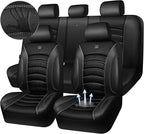 CAR PASS Comfortable 3D Foam Mesh Leather Car Seat Covers Full Sets, Air Cool Mesh Breathable Seat Covers for Car, Universal 5 Seats Fit for SUV Truck Sedan Automotive, Airbag Compatible,Black Gray