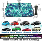 CHILL·TEK Funny Car Windshield Sun Shade Umbrella, Monstera Leaf Car Sun Shade Umbrella, Block UV Rays Heat Foldable Windshield Umbrella Sun Visor Protector - Keep Vehicle Cool for Cars SUV