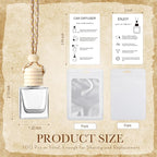 Boao 150 Sets Hanging Car Air Freshener Diffuser Bottles with Instruction Card and 4 x 6'' Resealable Holographic Bag for Empty Car Essential Oil Perfume Bottles Packaging (Cube)