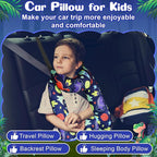 Chunful H-Shape Car Seat Pillow for Kids Car Travel Pillow for Kid Children Vehicle Sleeping Head Support Back Seat Adjustable Head Neck and Shoulder Support for Long Trips Sleeping(Dinosaur)