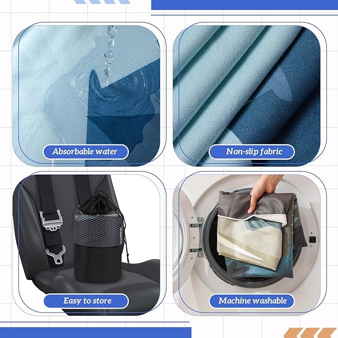 Car Seat Towel Covers with Storage Bag Seat Post Workout Sweat Cover Washable Non Slip for Car Towel for Dog Pet Workout Outdoor Sport Activities(Grizzly Guide)