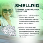 SMELLRID Activated Charcoal Odor Remover That Works [100 Pack] - Mini 5g (2” x 2”) Pack Treats 2 Sq. Ft.- Premium Natural Odor & Dampness Absorber Safeguard Stored/Shipped Items
