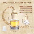 BBTO 200 Pcs Hanging Car Diffuser Bottle Bulk Empty Clear Glass Perfume Bottles Air Freshener Pendant for Essential Oils Fragrance Aromatherapy Car Interior (Diamond, Cylinder)