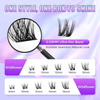 Lash Extension Kit DIY Lash Clusters Kit Eyelash Extensions Individual Lashes Extensions with (BondSeal,Tweezers,Remover,144Pcs,Wildflower,8-16)