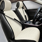 2PCS Linen Car Seat Covers Front Seats,Breathable Cloth Fabric Car Seat Protector - Universal Cloth Seat Covers Fit for Cars, Vans, SUVs, Trucks and for All Seasons - Beige