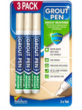 Grout Pen Cream Tile Paint Marker: Waterproof Grout Paint, Tile Grout Colorant and Sealer Pen - Cream, Narrow 5mm Tip (7mL) - 3 Pack