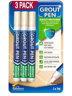 Grout Pen Cream Tile Paint Marker: Waterproof Grout Paint, Tile Grout Colorant and Sealer Pen - Cream, Narrow 5mm Tip (7mL) - 3 Pack
